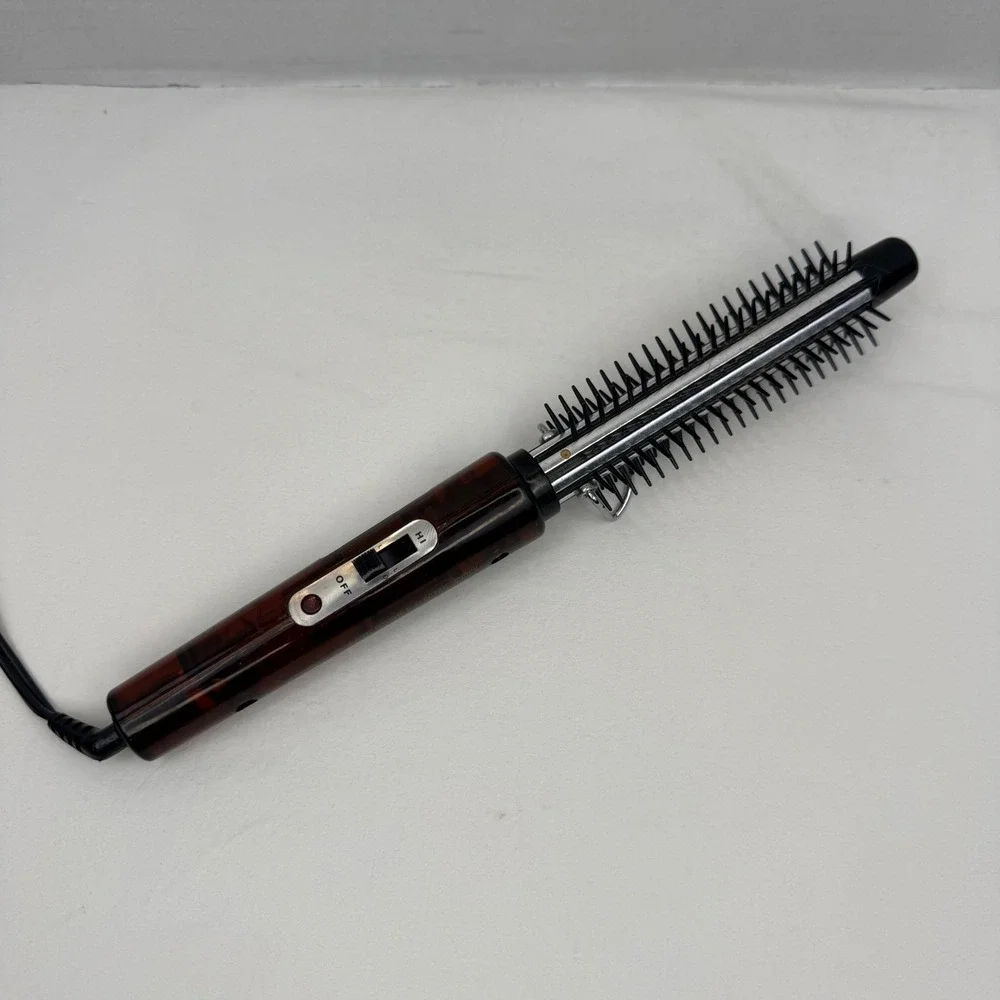 Vintage Tortoiseshell Electric‎ Heated Hair Styling Brush Curling Iron Hi Lo Off